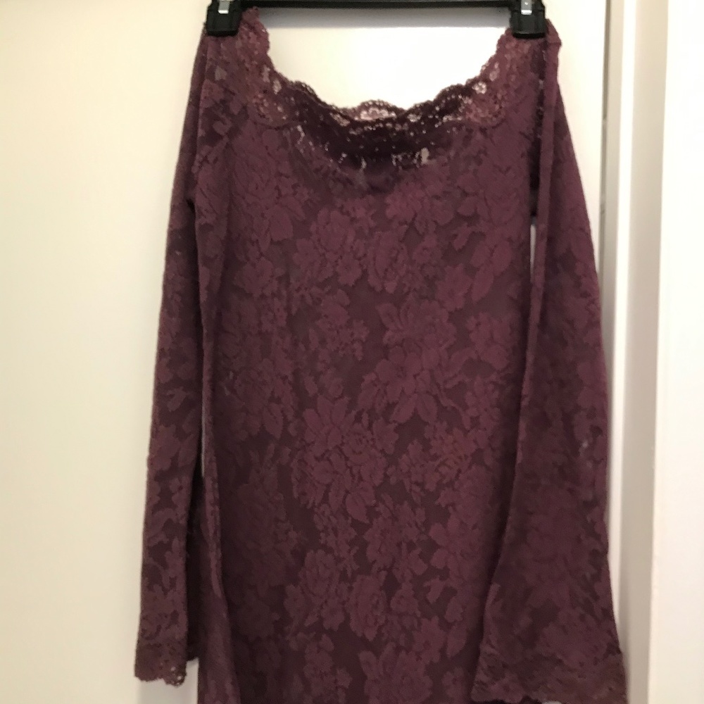 Victoria’s Secret Plum Off Shoulder Lace Nightgown